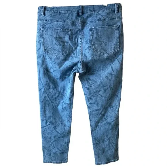 SOFT SURROUNDINGS | Women’s Leaf Print 5 Pocket Pull On Denim Leggings Size PL - Picture 3 of 7